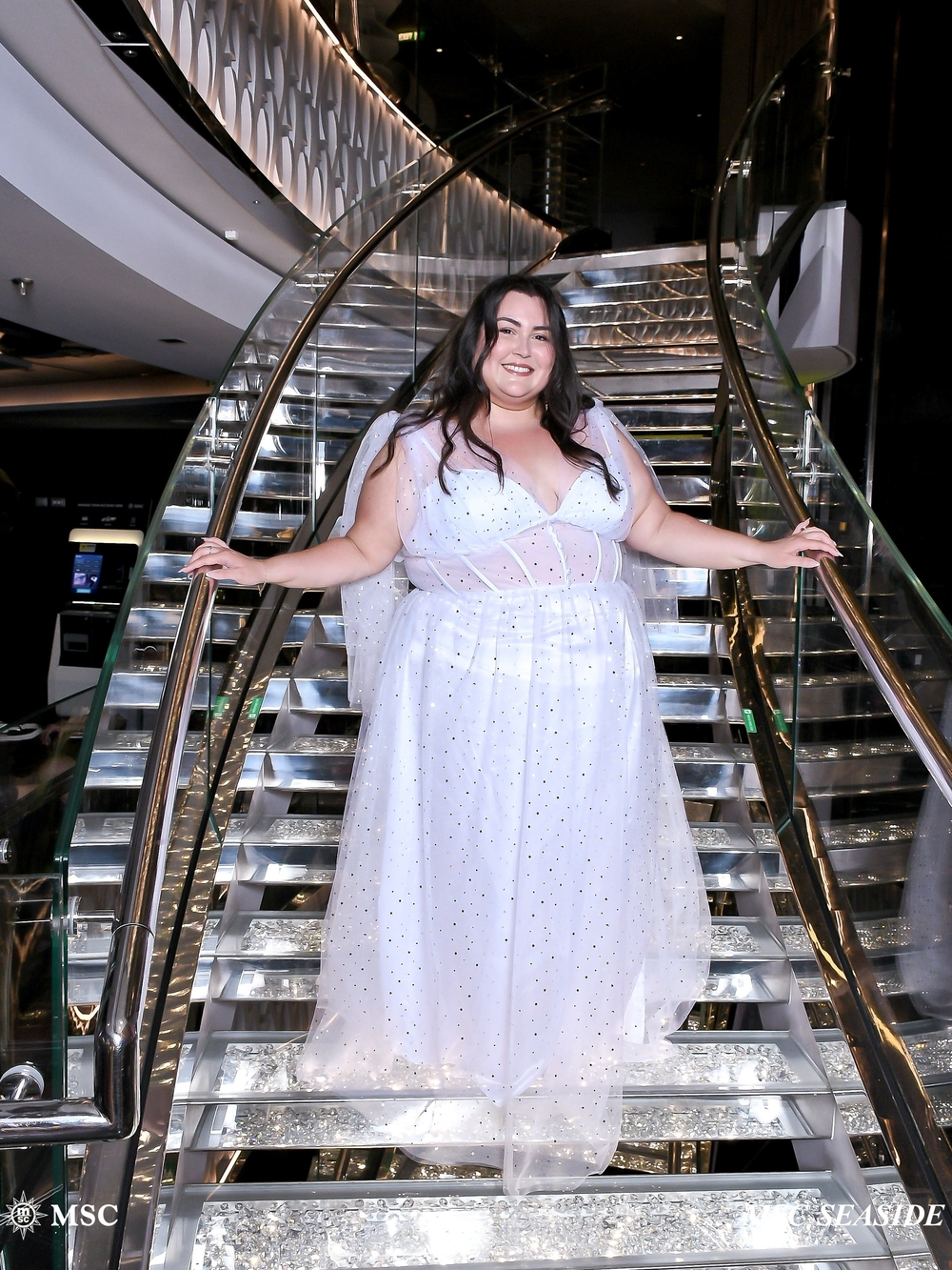 White Whimsical Gown With Silver Mini Stars